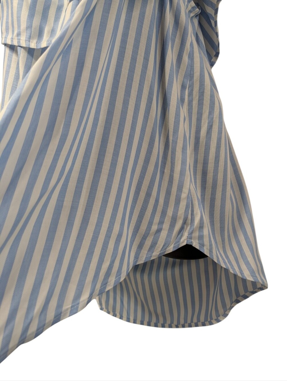 Maitai 2X Blue White Stripe Ruffle Off Shoulder Puff Sleeve Blouse NWT - Picture 6 of 9